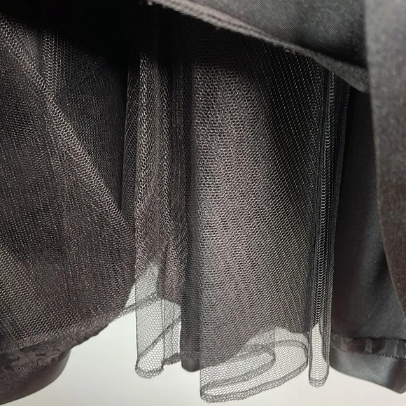 BCBGMAXAZRIA Satin Tied Cocktail Midi Dress Black Crinoline Spaghetti Strap 6 - Picture 5 of 12